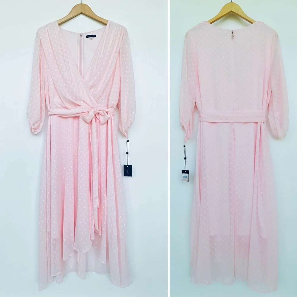 Tommy Hilfiger Pale Pink Asymmetrical Wrap Dress - Picture 9 of 12
